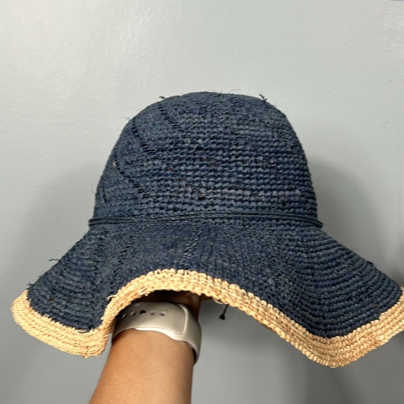 Lauren Ralph Lauren Navy Soft Straw Hat w cream trim size M - Picture 7 of 7